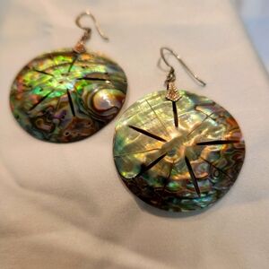 Sterling Silver Mother of Pearl Sandollar Earrings